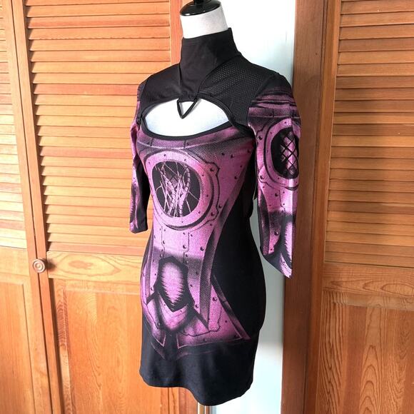 Vintage Lip Service Hyper Intelligence Cyber Goth Industrial Purple Dress - Picture 5 of 14